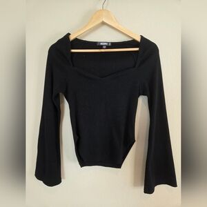 Missguided Black Square Neck Blouse